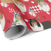 Kerstruw collie cadeaupapier (Rol Hoek)