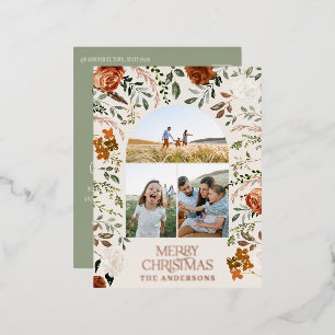 Kerstsalie botanisch elegante hert 3 foto folie feestdagen briefkaart