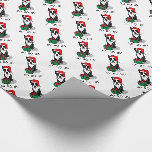 KerstSanta Boston Terrier (zwart) Cute Cadeaupapier (Hoek)
