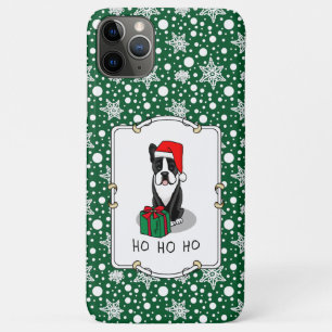 KerstSanta Boston Terrier (zwart) Cute iPhone 11 Pro Max Hoesje