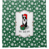 KerstSanta Boston Terrier (zwart) Cute Douchegordijn (Voorkant)