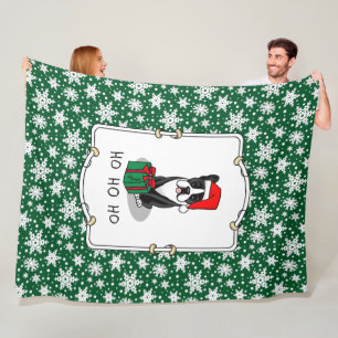 KerstSanta Boston Terrier (zwart) Cute Fleece Deken