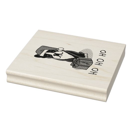 KerstSanta Boston Terrier (zwart) Cute Rubberstempel (Stempel)