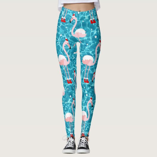 kerstsanta flamingo leggings (Voorkant)