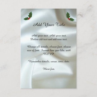 Kerstsatin en Holly Custom Wedding Invite Kaart