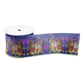 Kerstsatin Ribbon Couple Gnomen Singing Lint (Spoel)