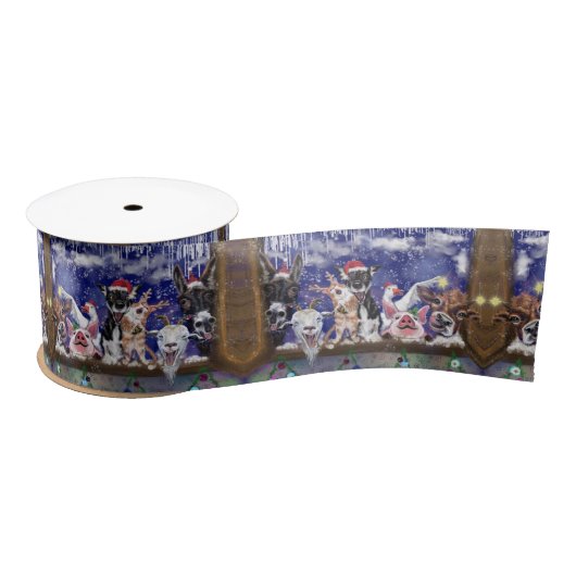Kerstsatin Ribbon Gift Animal Celebration Lint (Spoel)