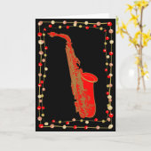 kerstsaxofoon kaart (Gele Bloem)