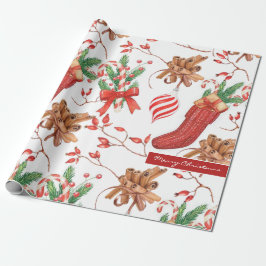 Kerstscans, kaneel en patroonpatroon cadeaupapier