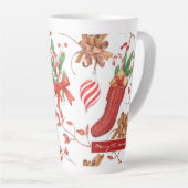 Kerstscans, kaneel en patroonpatroon latte mok (Rechterhoek)