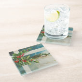 Kerstscène Holly Snow Winter Glazen Onderzetter (Schuin)