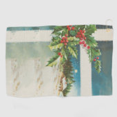 Kerstscène Holly Snow Winter Golfhanddoek (Horizontaal)