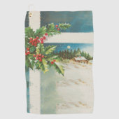 Kerstscène Holly Snow Winter Golfhanddoek (Voorkant)