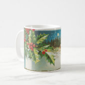 Kerstscène Holly Snow Winter Koffiemok (Voorkant links)