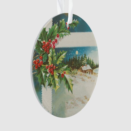 Kerstscène Holly Snow Winter Ornament (voorkant)
