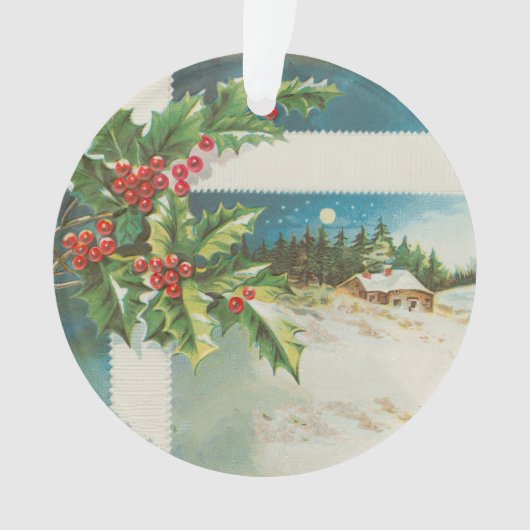 Kerstscène Holly Snow Winter Ornament (voorkant)