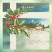 Kerstscène Holly Snow Winter Raamsticker (Vel 3)