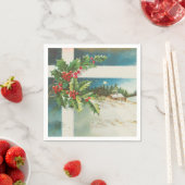 Kerstscène Holly Snow Winter Servet (Insitu)