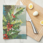 Kerstscène Holly Snow Winter Theedoek (Quarter Fold)