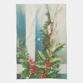 Kerstscène Holly Snow Winter Theedoek (Verticaal)