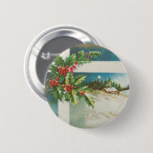 kerstscene hulst sneeuw winter kunstwerk ronde button 5,7 cm (Voorkant /achterkant)
