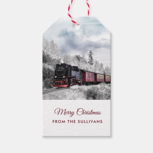  kerstscène in de winter cadeaulabel (Voorkant)