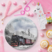 kerstscène in de winter papieren bordje (Feest)