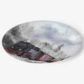 kerstscène in de winter papieren bordje (Gekanteld)