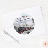  kerstscène in de winter ronde sticker (Envelop)