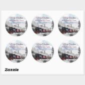  kerstscène in de winter ronde sticker (Vel)