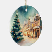 Kerstscène in ons dorp keramisch ornament (Rechts)