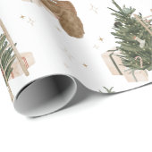 Kerstscène Pine Tree Waterverf Vakantie Gift Cadeaupapier (Rol Hoek)