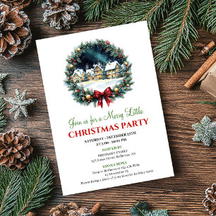 Kerstscène Watercolor Feest Uitnodigingen met Spee