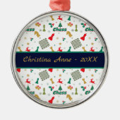 Kerstschaak - Stukken, Boom, Holly, Rendier Metalen Ornament (Voorkant)