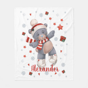 Kerstschattig beer fleece deken