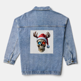 Kerstschedel met kerstmuts en gewei Mystic Denim Jacket
