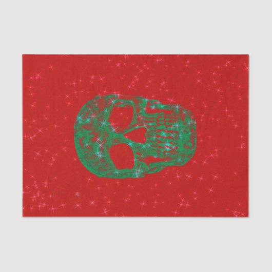 Kerstschedel Pop Kunst rood groen glitter kleurrij Tissuepapier (Voorkant)