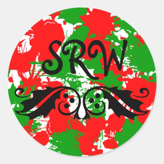kerstschilder Splatter Monogram Sticker (Voorkant)
