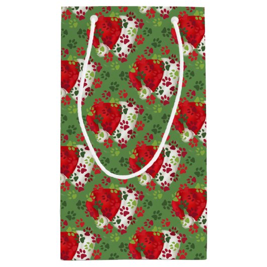 Kerstschilderafdrukken met kersttasje klein cadeauzakje (Achterkant)