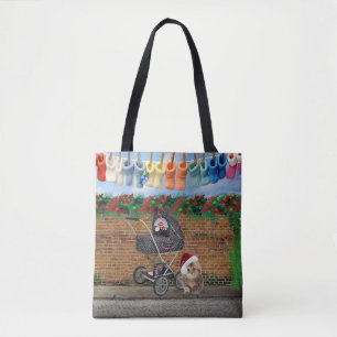 Kerstschilderij Polka-Dot Street Scene Art Draagtas