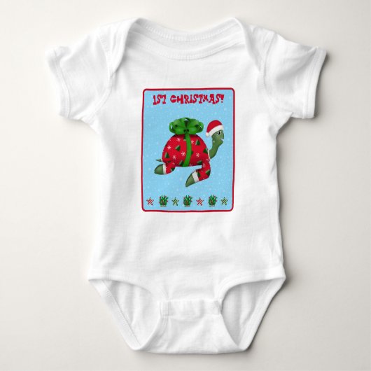 Kerstschildpad 1e Kerstmis Romper (Voorkant)