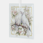 Kerstschildpad duiven in Pear Tree Glass Ornament (Voorkant links)