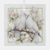 Kerstschildpad duiven in Pear Tree Glass Ornament (Voorkant)