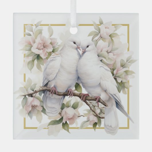 Kerstschildpad duiven in Pear Tree Glass Ornament (Voorkant)