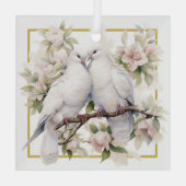 Kerstschildpad duiven in Pear Tree Glass Ornament (Achterkant)