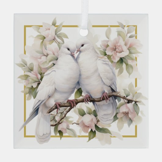 Kerstschildpad duiven in Pear Tree Glass Ornament (Achterkant)