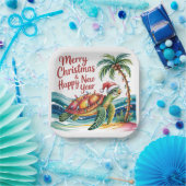 Kerstschildpad in het paradijs papieren bordje (Feest)