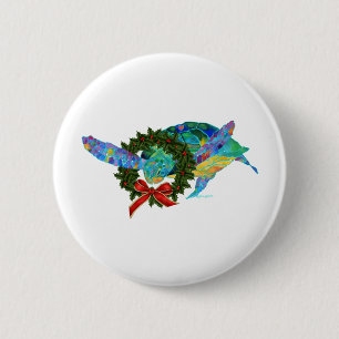 Kerstschildpad Ronde Button 5,7 Cm
