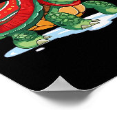 Kerstschildpad Santa Zee Turtle Beach Lover Ocea Poster (Hoek)