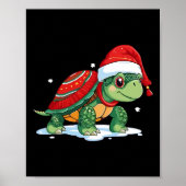 Kerstschildpad Santa Zee Turtle Beach Lover Ocea Poster (Voorkant)